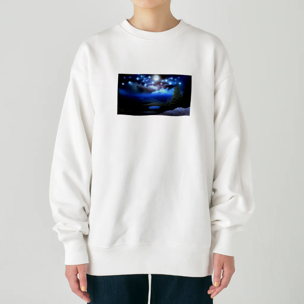 zakki-Rの山の夜景 Heavyweight Crew Neck Sweatshirt