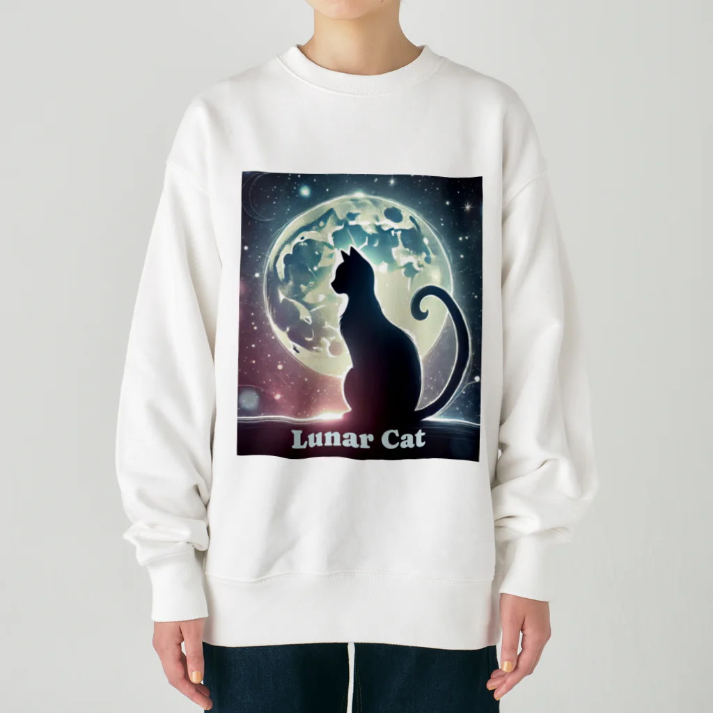 MystiCatの幻想的な猫のシルエット Heavyweight Crew Neck Sweatshirt