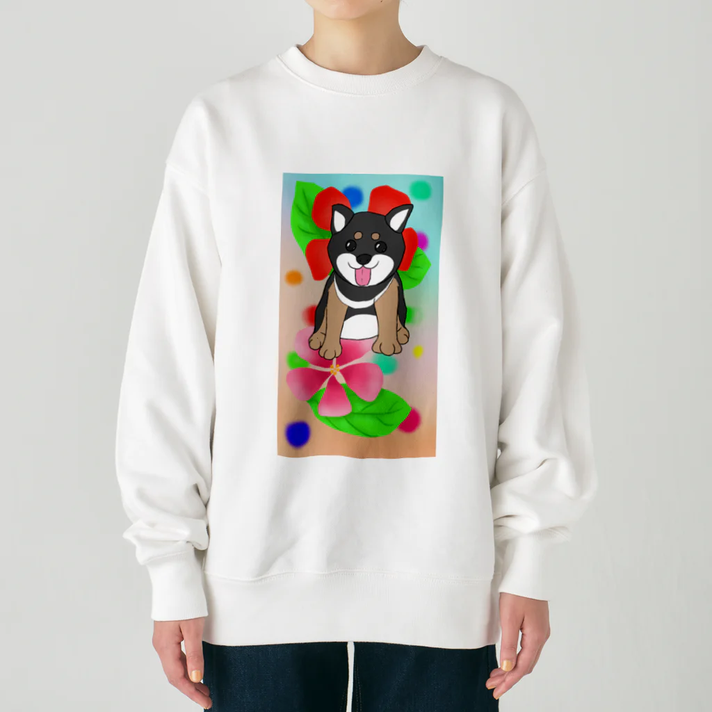 Lily bird（リリーバード）の花と黒柴ちゃんⅡ Heavyweight Crew Neck Sweatshirt