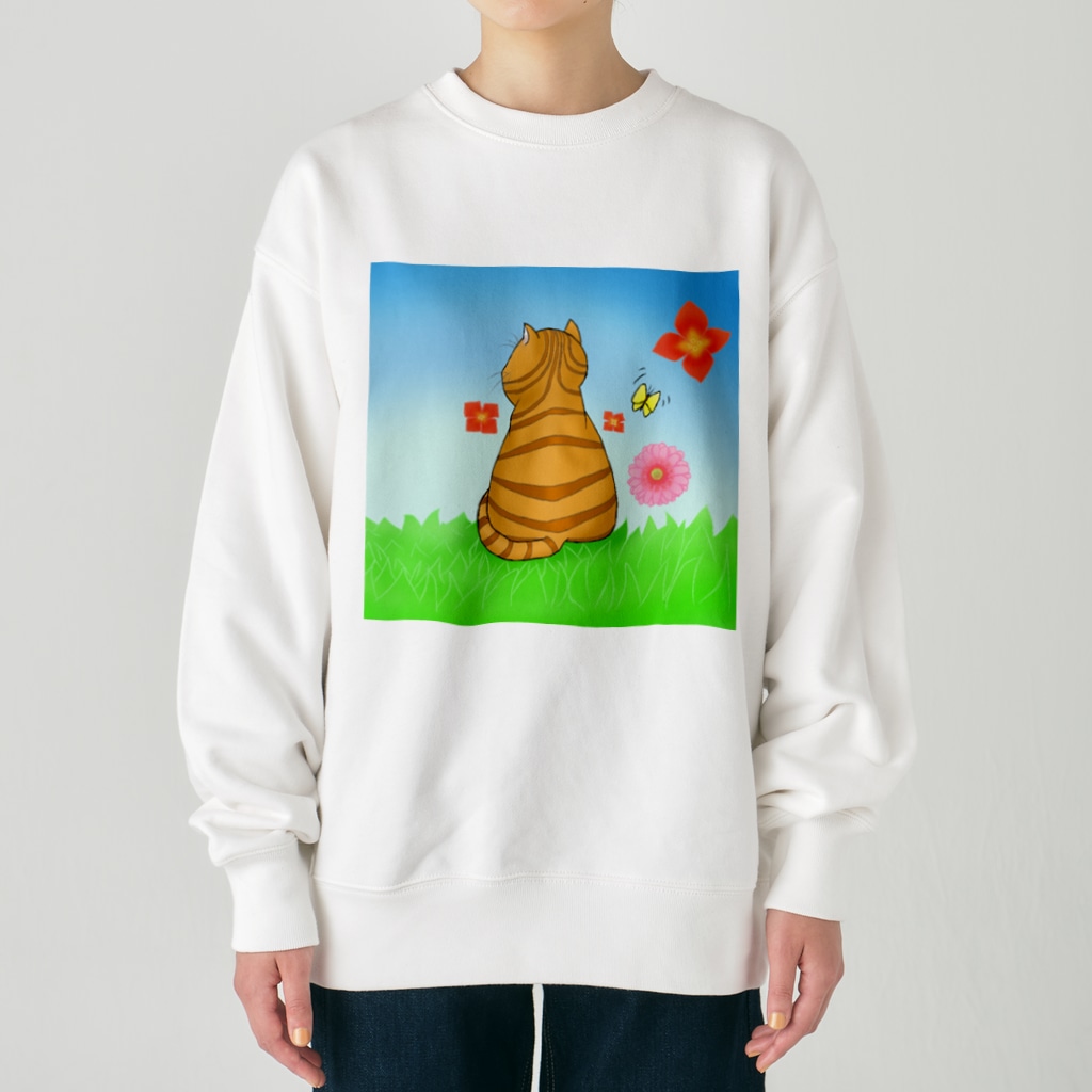Lily bird（リリーバード）の野原のトラ猫さん Heavyweight Crew Neck Sweatshirt