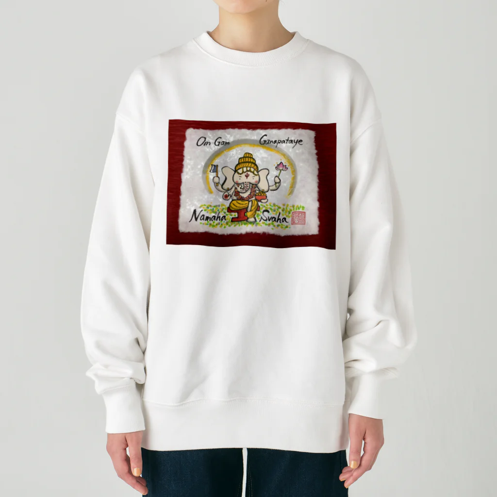 KIYOKA88WONDERLANDのガネーシャ神・マントラ　開運 Heavyweight Crew Neck Sweatshirt