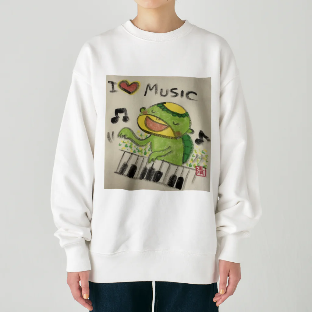 KIYOKA88WONDERLANDのピアノかっぱくん Piano Kappa-kun Heavyweight Crew Neck Sweatshirt