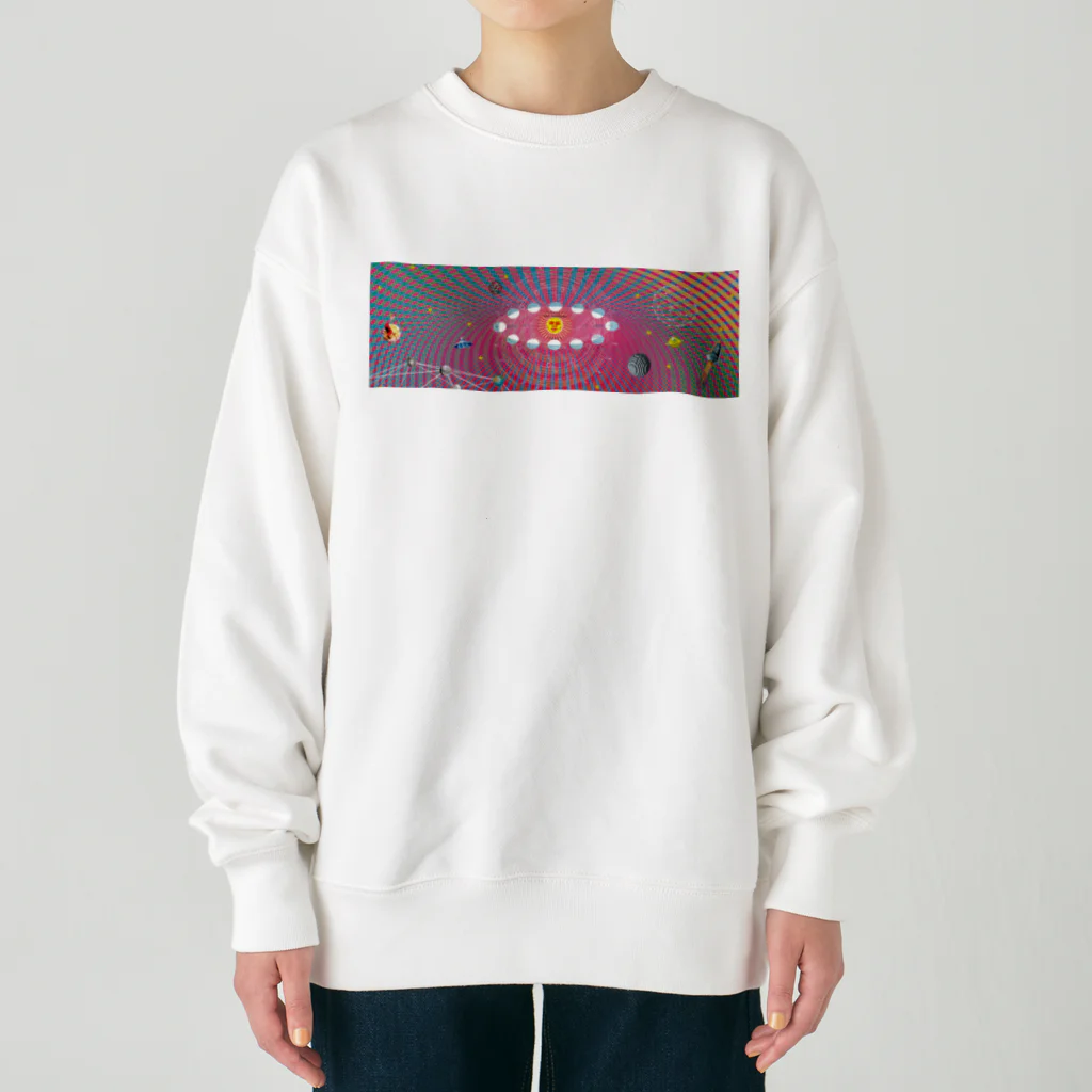 NAZONAZO-Storeのレトロ・ユニバースIIグラス（全面）1 Heavyweight Crew Neck Sweatshirt