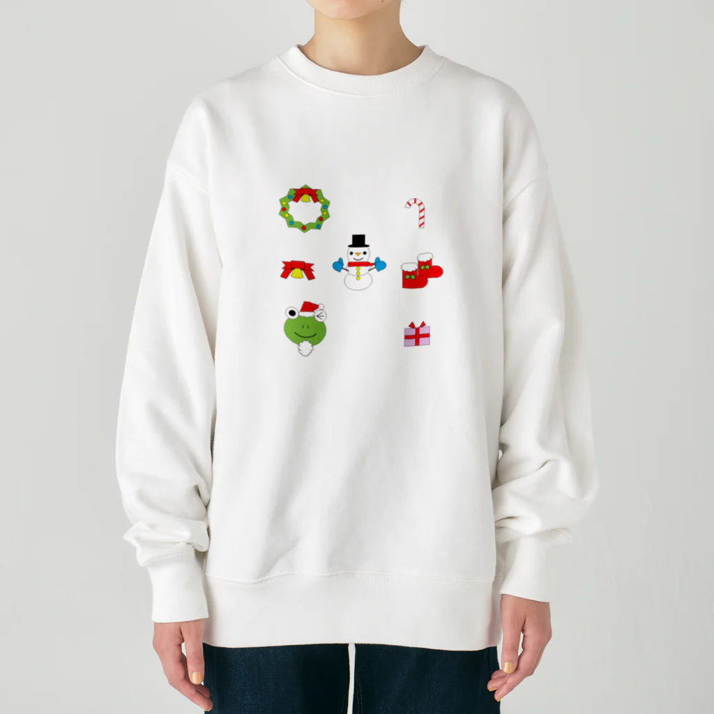 🐸かえるさんと仲間たち🐸のかえるさんのクリスマスB Heavyweight Crew Neck Sweatshirt