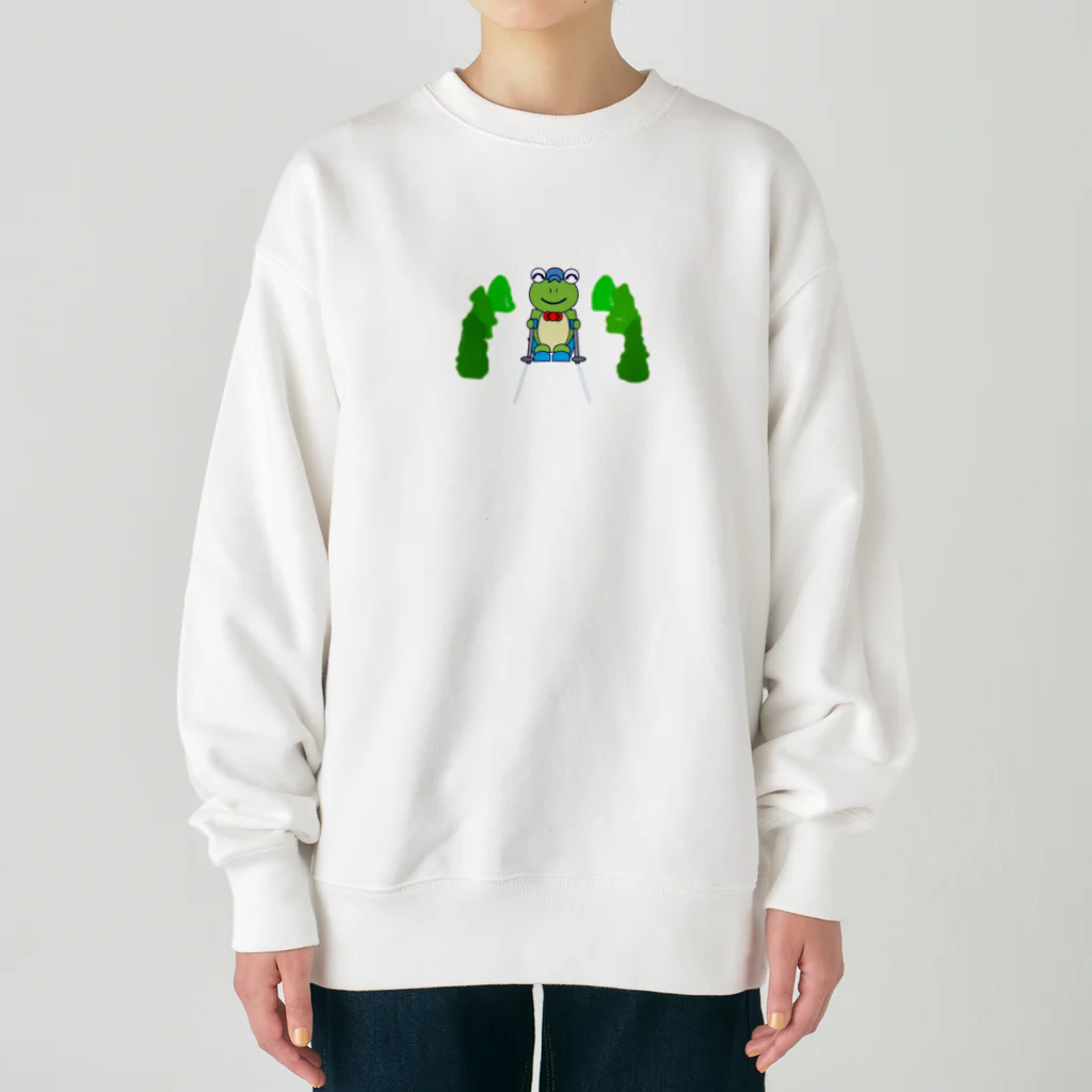 🐸かえるさんと仲間たち🐸のスキーとかえるさん Heavyweight Crew Neck Sweatshirt