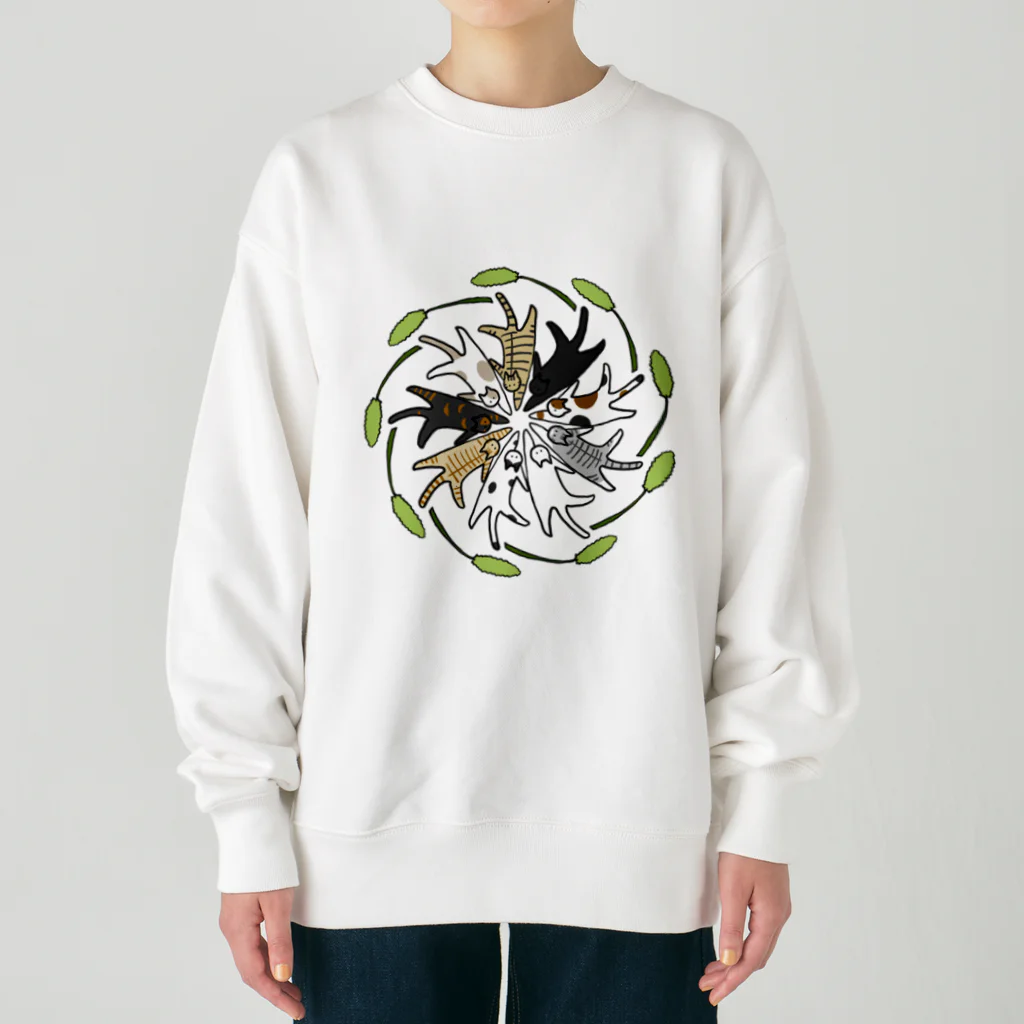 梅咲イラストワークの和猫じゃらし Heavyweight Crew Neck Sweatshirt