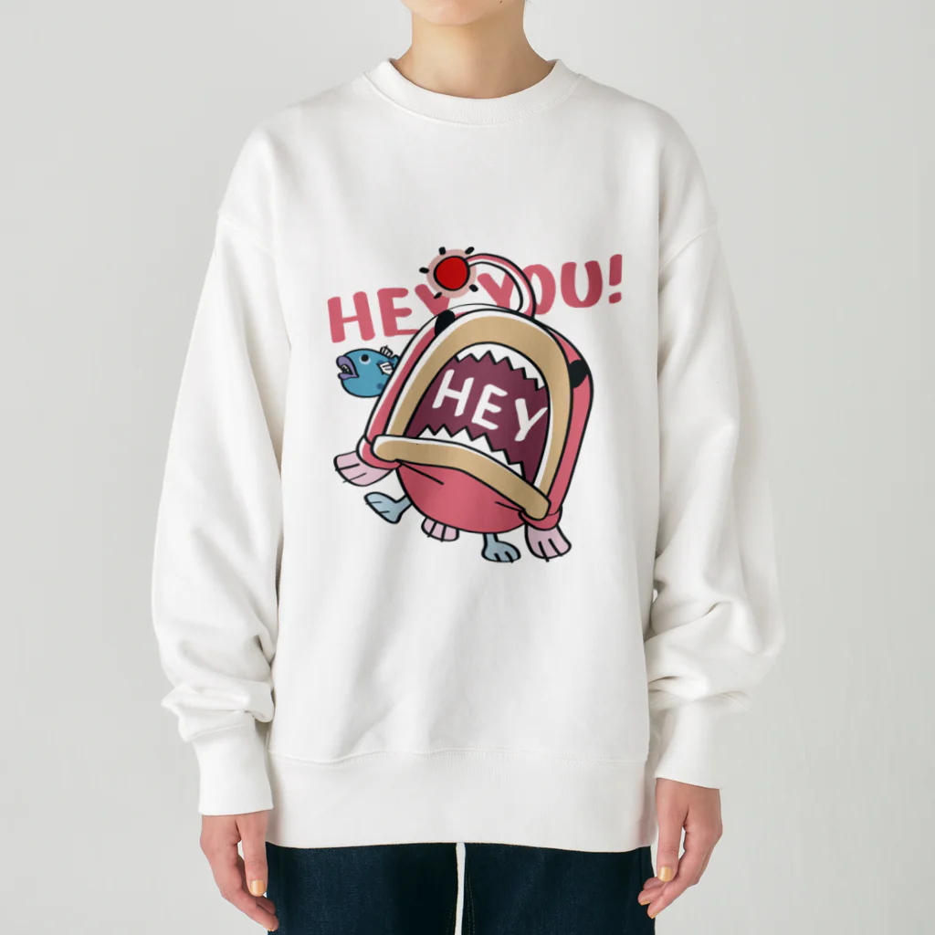 イラスト MONYAAT のHEY YOU!*釣れたかもA* Heavyweight Crew Neck Sweatshirt