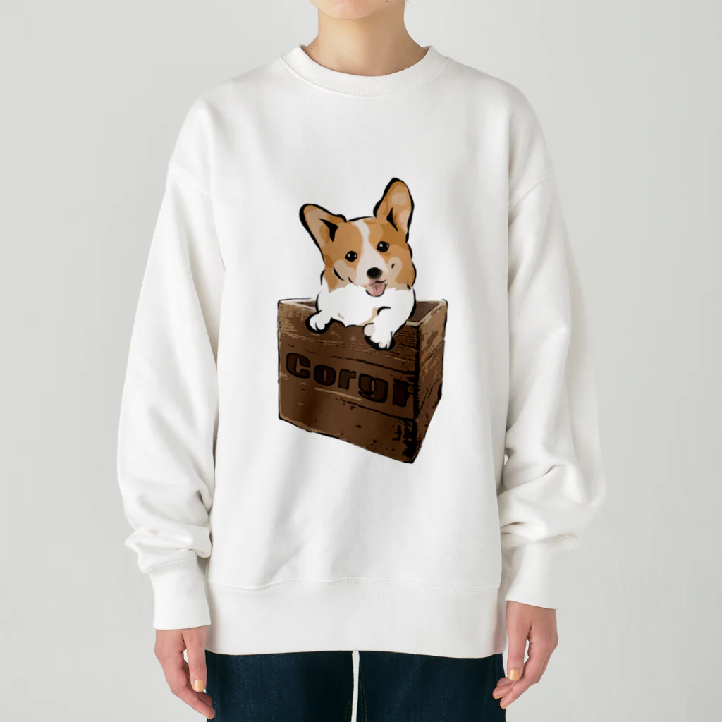 犬グッズの店しえるぶるーの箱入りコーギー Heavyweight Crew Neck Sweatshirt