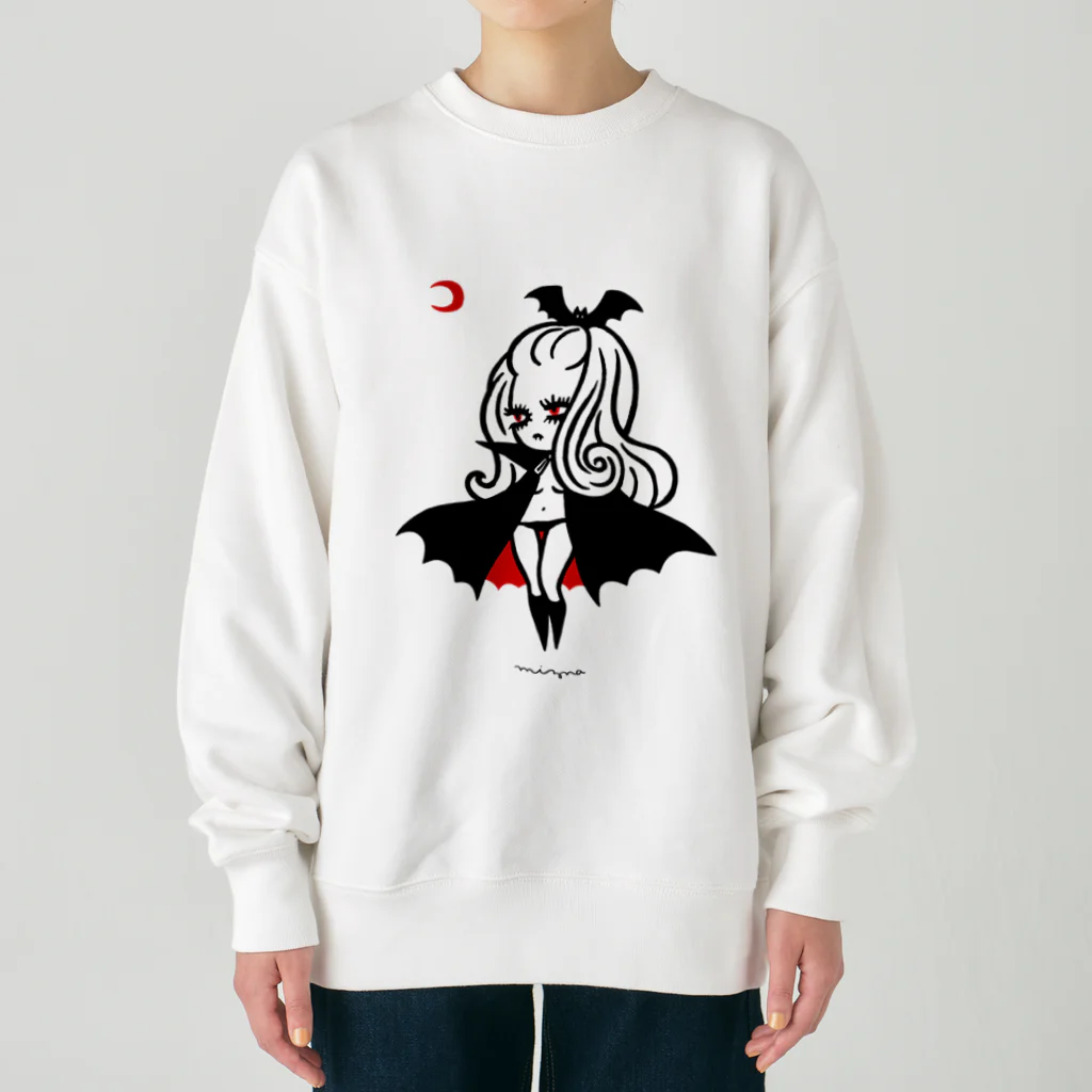 Mizna Wadaの月夜のヴァンパイアガール - ライトカラー向け Heavyweight Crew Neck Sweatshirt