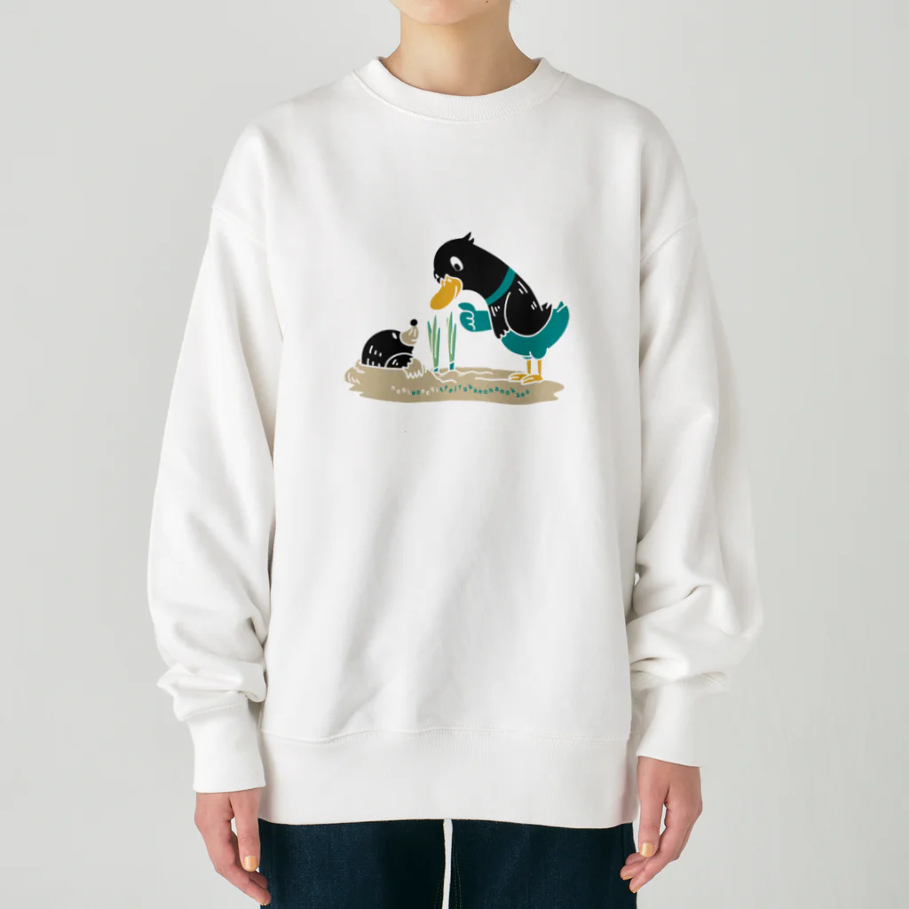 イラスト MONYAAT のねぎってる鴨カモ BM 白フチなし  Heavyweight Crew Neck Sweatshirt