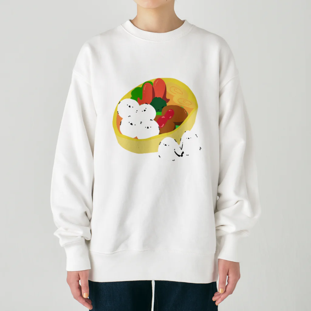 Kotetsu diary(SUZURI店)のシマエナガ×お弁当 Heavyweight Crew Neck Sweatshirt