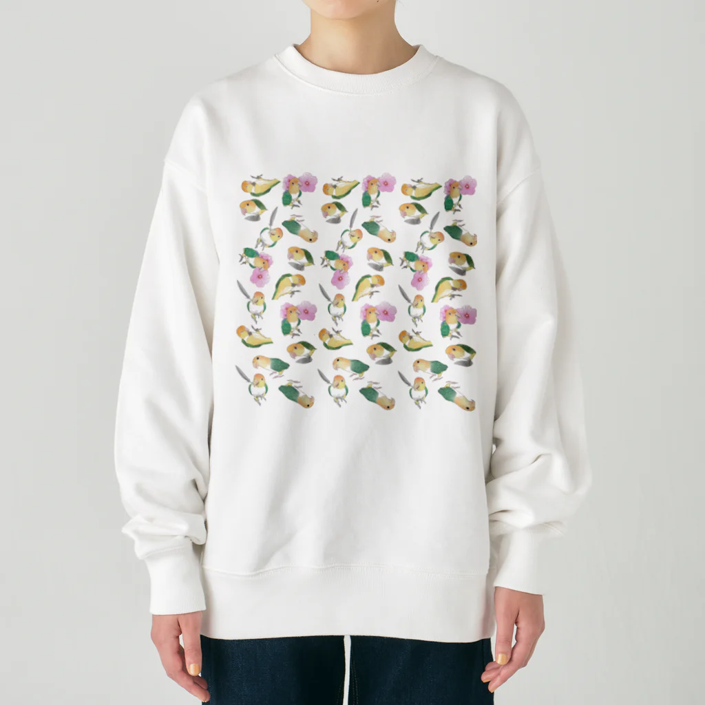 まめるりはことりのたっぷりシロハラインコちゃん【まめるりはことり】 Heavyweight Crew Neck Sweatshirt