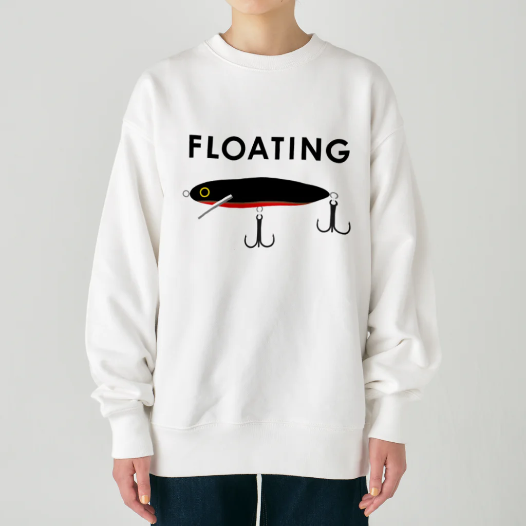 FISHING without FRIENDSのフローティングミノー / ブラック Heavyweight Crew Neck Sweatshirt