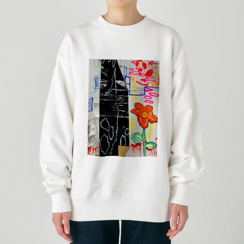 ヒラモトユミエのdrawing「おはな」 Heavyweight Crew Neck Sweatshirt