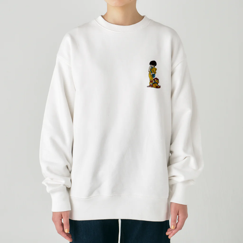 勇気を与えるつきのうた🌝のつきのうた着ぐるみと中の人 Heavyweight Crew Neck Sweatshirt