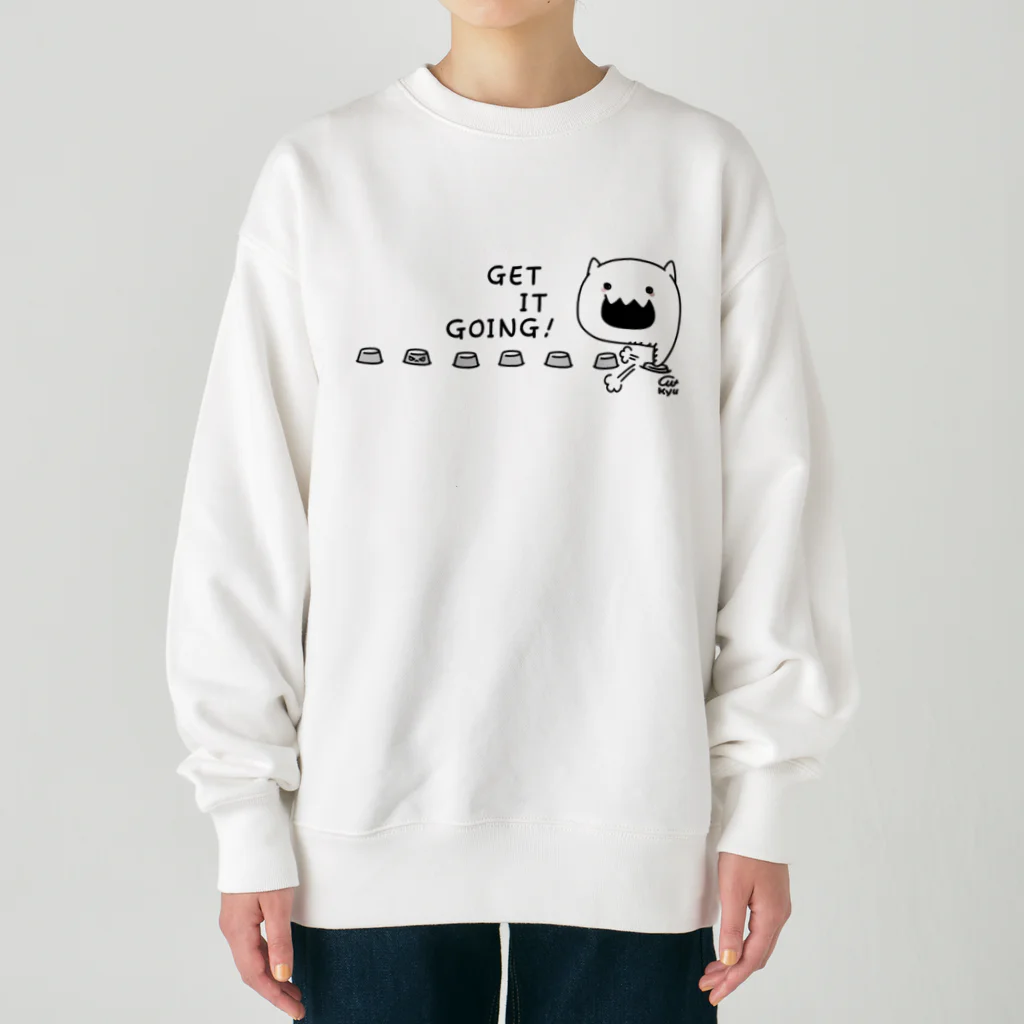 イラスト MONYAAT のやるきボタンB Heavyweight Crew Neck Sweatshirt