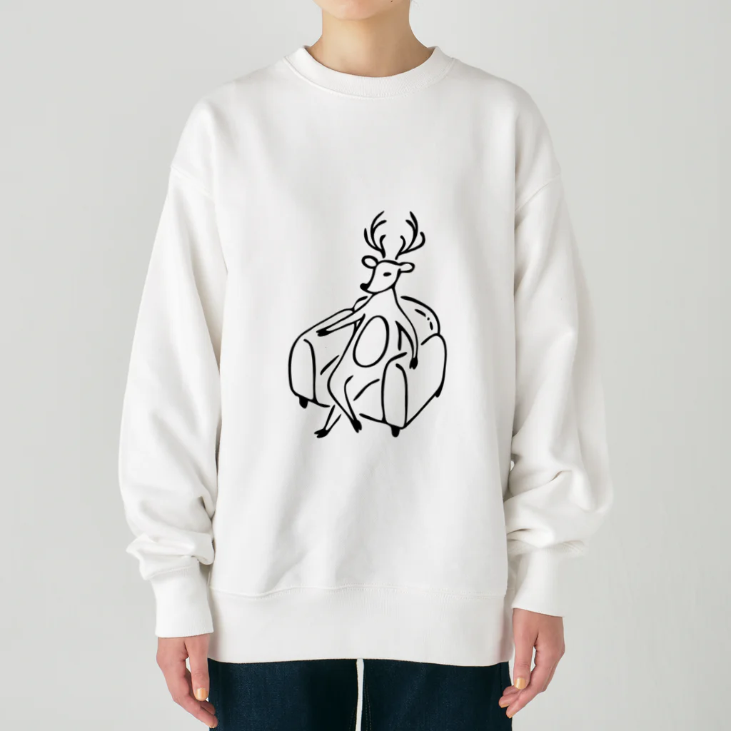 toss_toの鹿がソファに座る（線タイプ） Heavyweight Crew Neck Sweatshirt