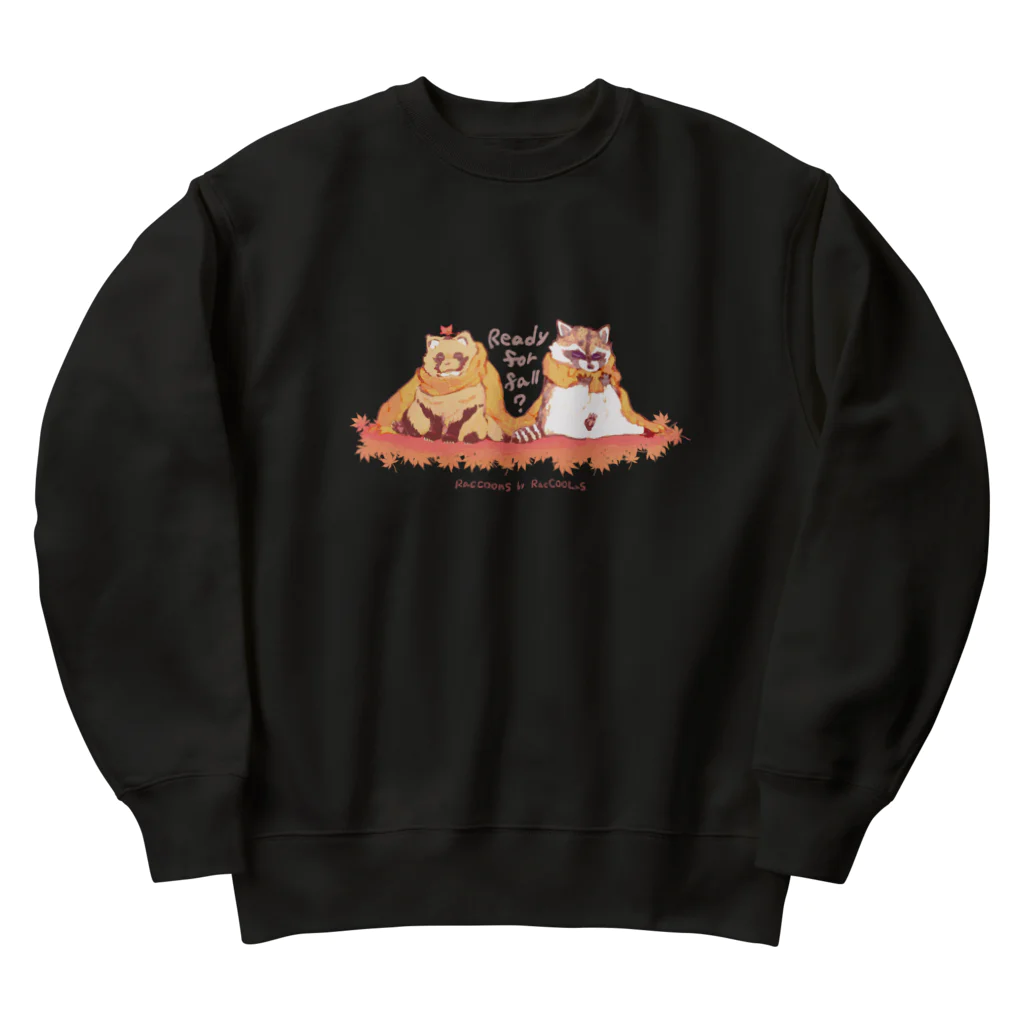 RacCOOLus-ラクーラス-のタヌキとアライグマの秋支度 Heavyweight Crew Neck Sweatshirt