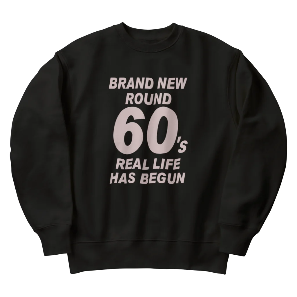 キッズモード某のROUND60 / 還暦＆アラ還を軽やかにすごすロゴ(濃色用) Heavyweight Crew Neck Sweatshirt