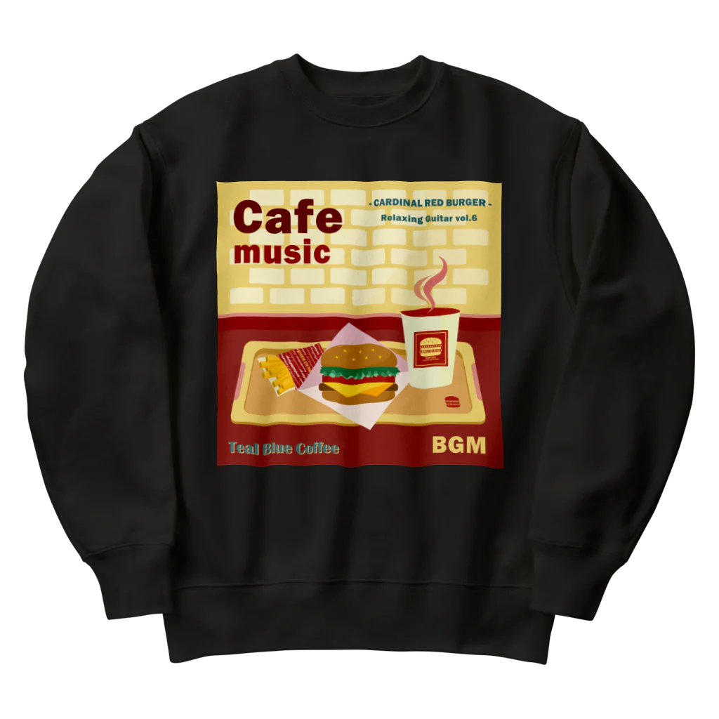 Teal Blue CoffeeのCafe music - CARDINAL RED BURGER - Heavyweight Crew Neck Sweatshirt