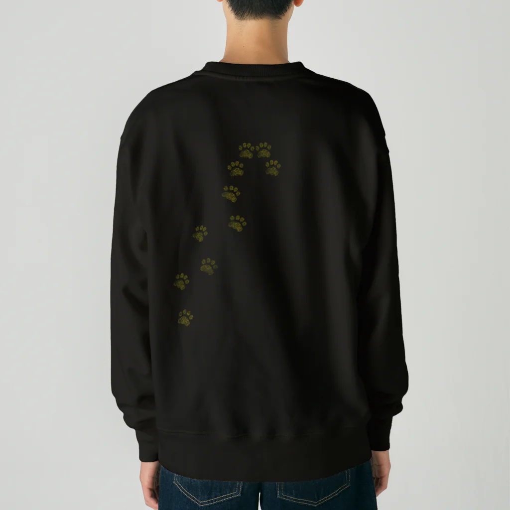 Nomi(shop-I＊iro-)の猫の肉球アート(跡) タイトルは「自由」黄色 Heavyweight Crew Neck Sweatshirt