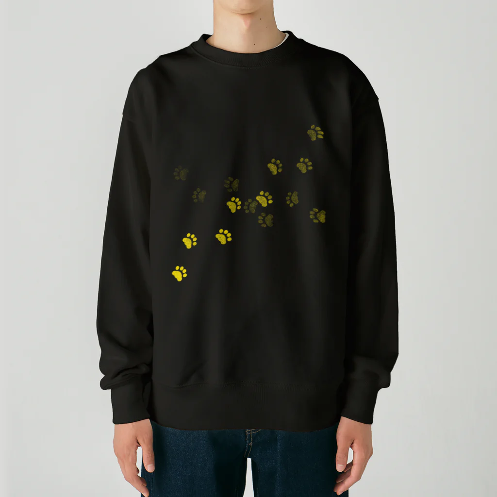 Nomi(shop-I＊iro-)の猫の肉球アート(跡) タイトルは「自由」黄色 Heavyweight Crew Neck Sweatshirt