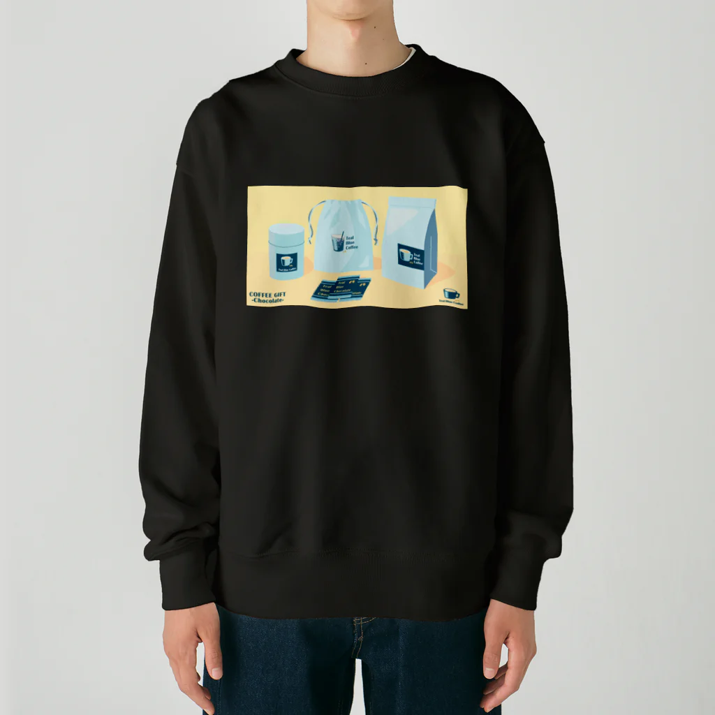 Teal Blue CoffeeのCOFFEE GIFT -Chocolate- YELLOW Ver. Heavyweight Crew Neck Sweatshirt