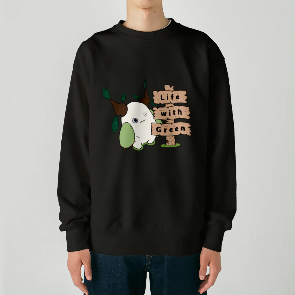 Nomi(shop-I＊iro-)の不思議生物クルビーとLife with Green【カラー】 Heavyweight Crew Neck Sweatshirt