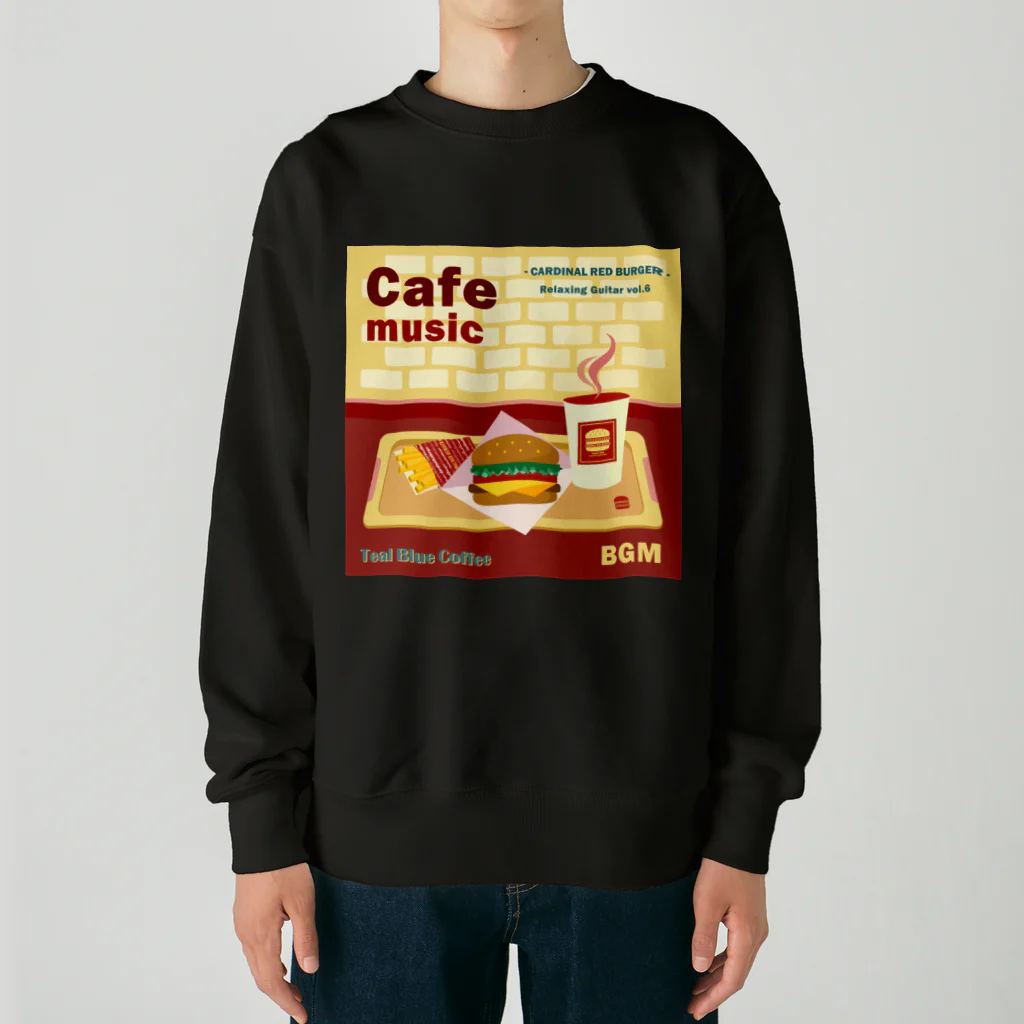 Teal Blue CoffeeのCafe music - CARDINAL RED BURGER - Heavyweight Crew Neck Sweatshirt