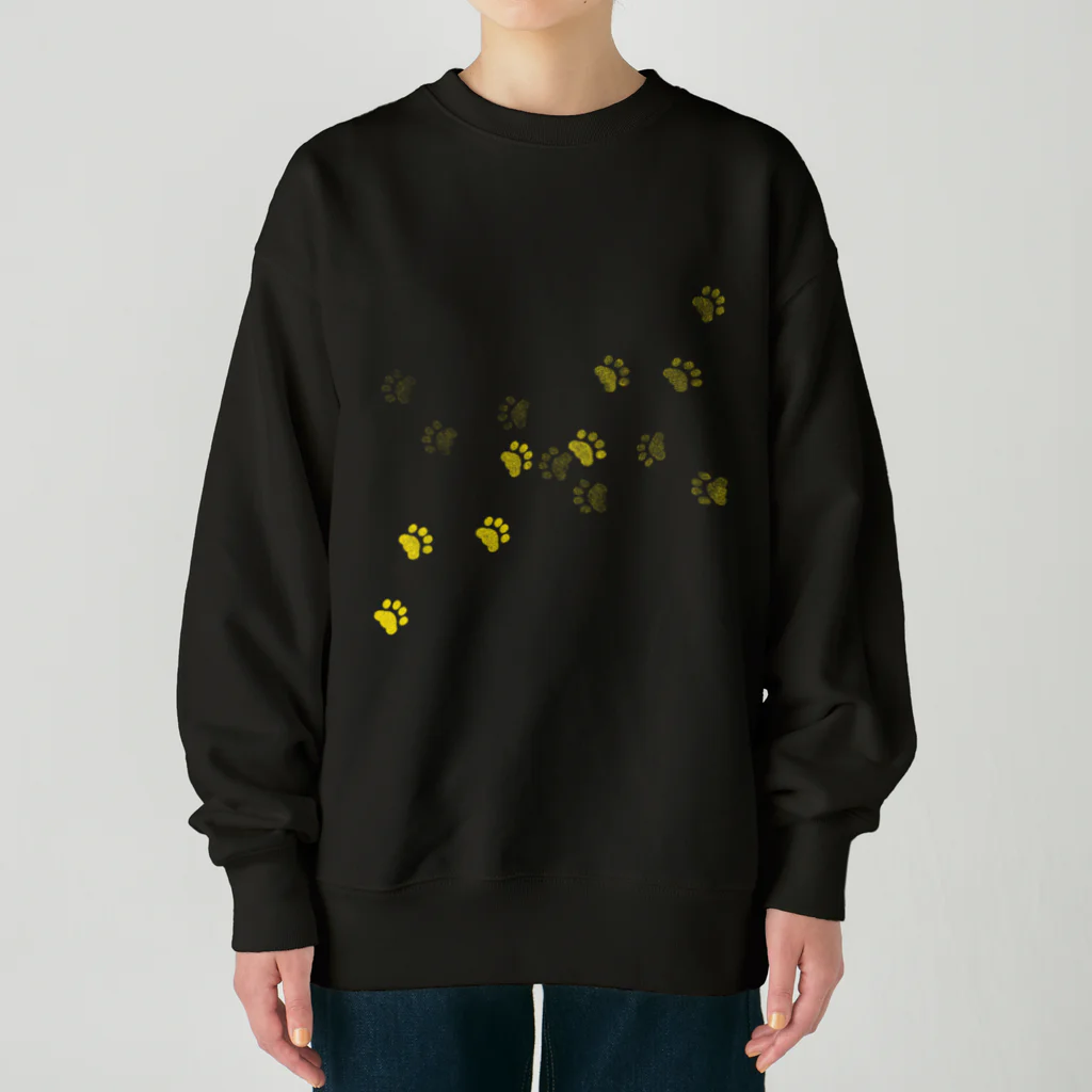 Nomi(shop-I＊iro-)の猫の肉球アート(跡) タイトルは「自由」黄色 Heavyweight Crew Neck Sweatshirt