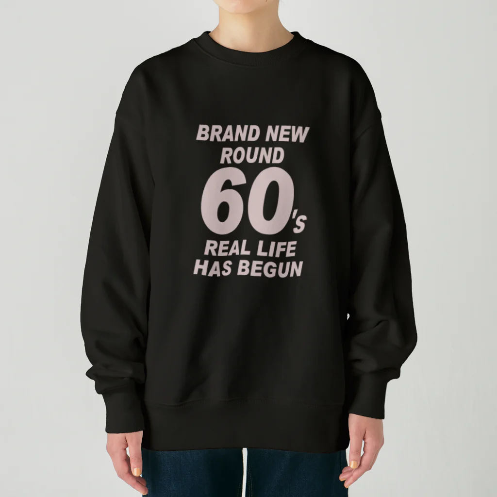 キッズモード某のROUND60 / 還暦＆アラ還を軽やかにすごすロゴ(濃色用) Heavyweight Crew Neck Sweatshirt