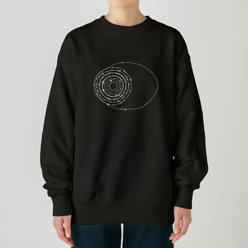 cosmicatiromの太陽系の衛星 白 Heavyweight Crew Neck Sweatshirt