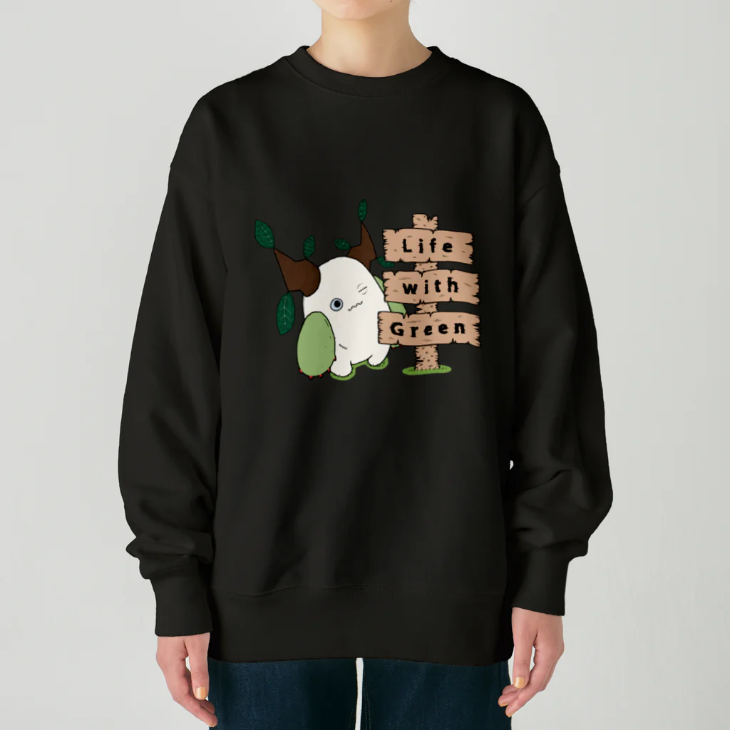 Nomi(shop-I＊iro-)の不思議生物クルビーとLife with Green【カラー】 Heavyweight Crew Neck Sweatshirt