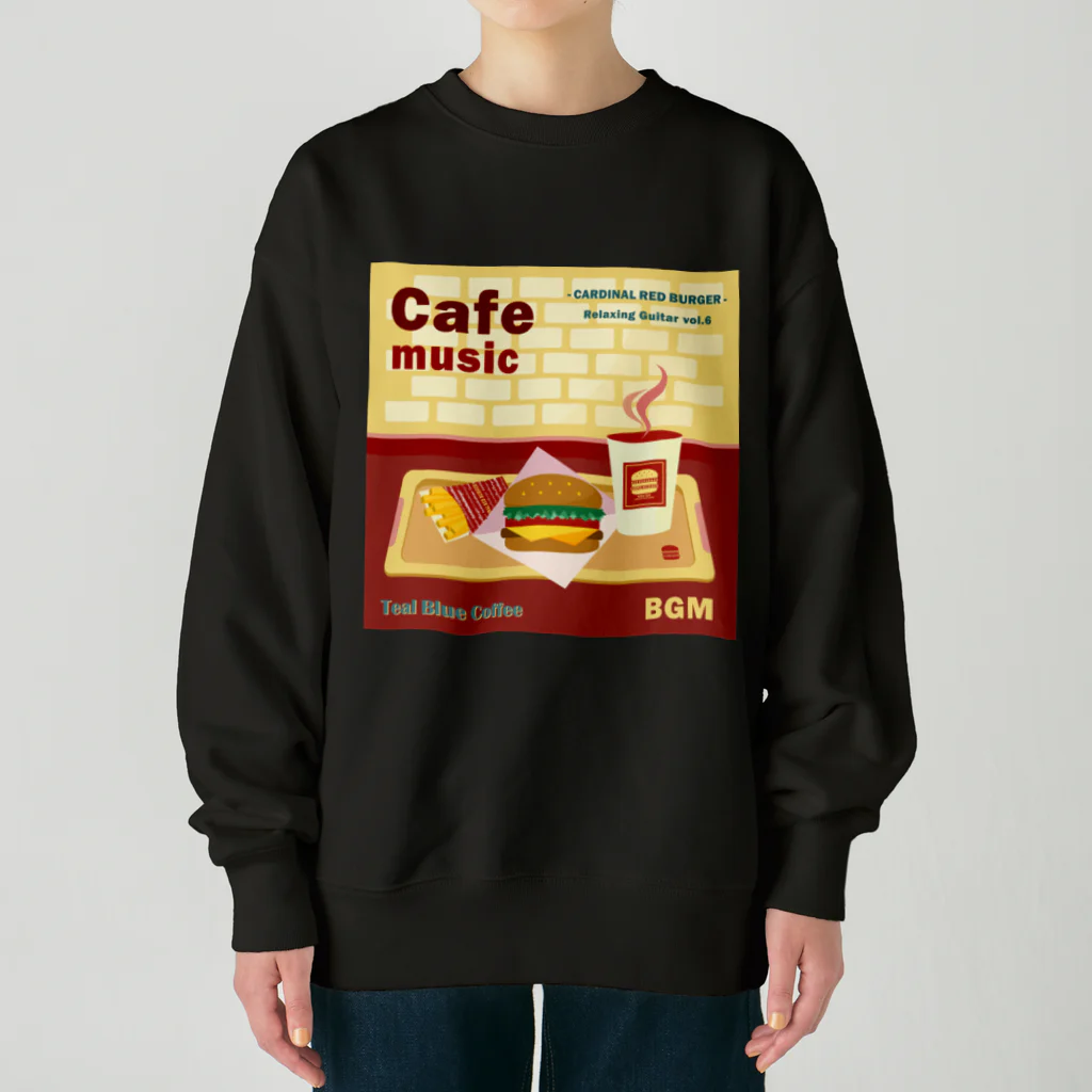 Teal Blue CoffeeのCafe music - CARDINAL RED BURGER - Heavyweight Crew Neck Sweatshirt