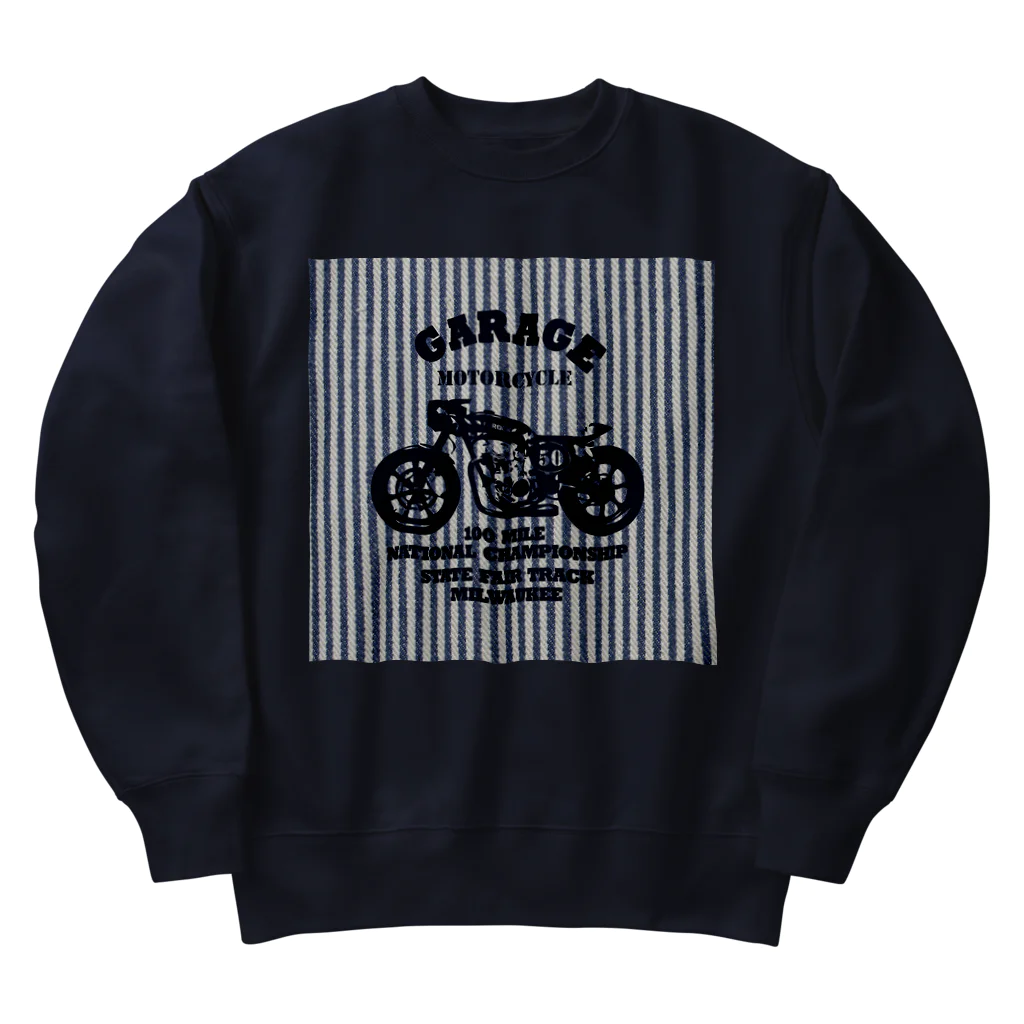 キッズモード某の武骨なバイクデザイン(ヒッコリー) Heavyweight Crew Neck Sweatshirt