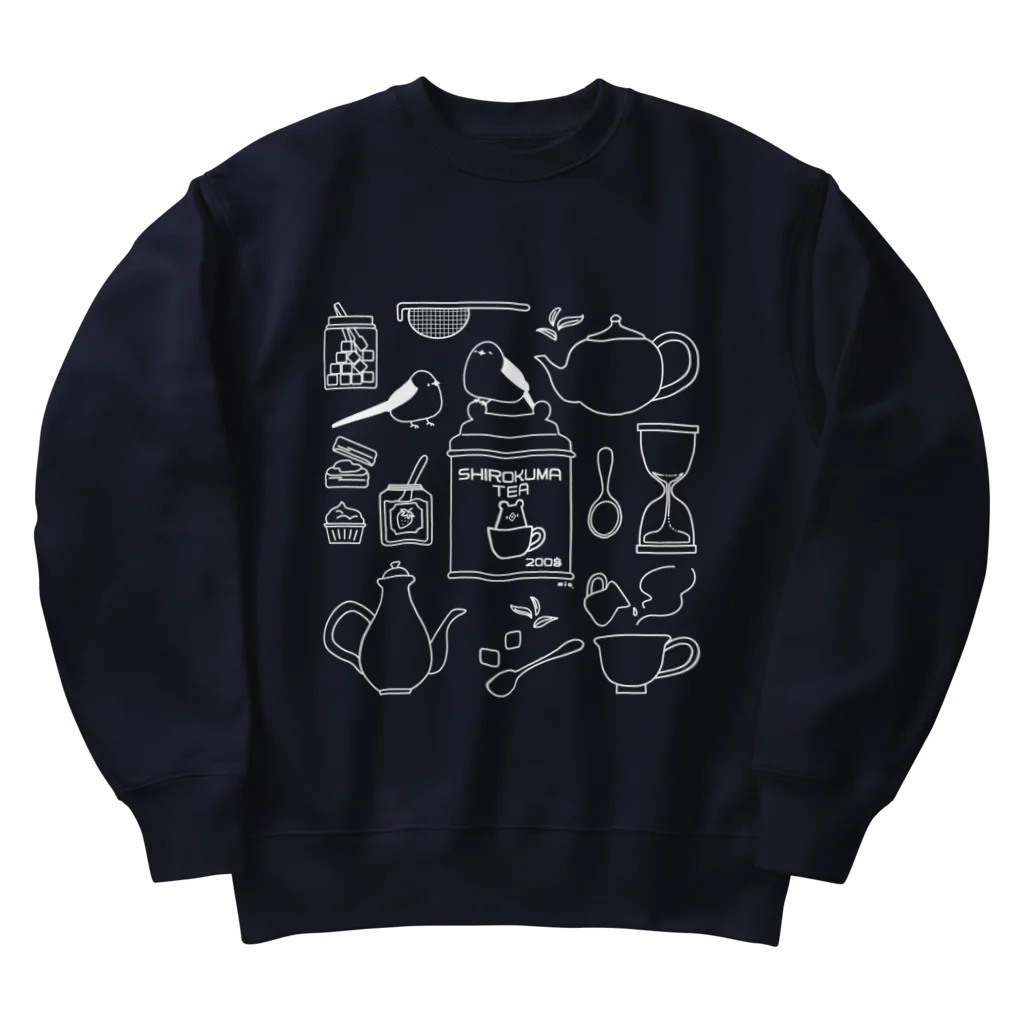 しろくま&ペンギン通信のティータイム(白) Heavyweight Crew Neck Sweatshirt