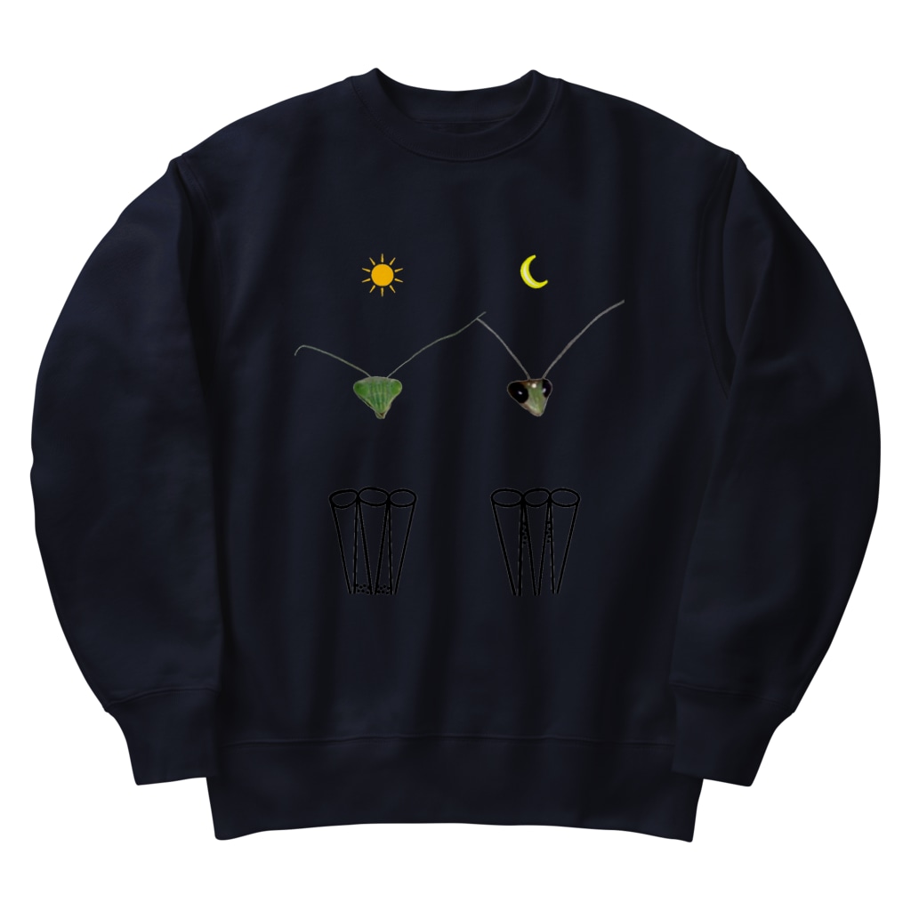 L_arctoaのカマキリの昼と夜の複眼（絵文字、背景透過ver） Heavyweight Crew Neck Sweatshirt