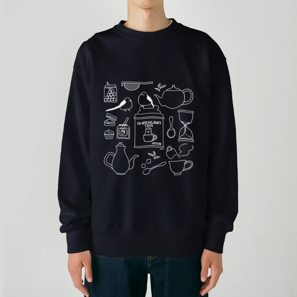 しろくま&ペンギン通信のティータイム(白) Heavyweight Crew Neck Sweatshirt