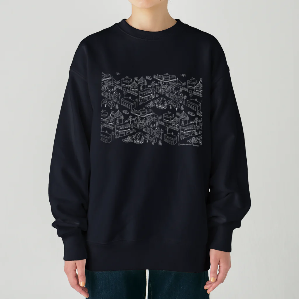 satonori-nodyのねこねこタウン白 Heavyweight Crew Neck Sweatshirt