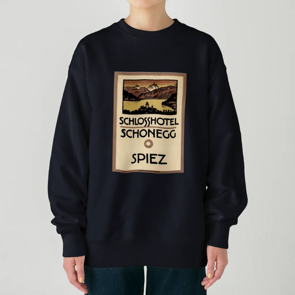 YS VINTAGE WORKSのスイス・ベルン州シュピーツのシャトーホテルの古い広告 Heavyweight Crew Neck Sweatshirt