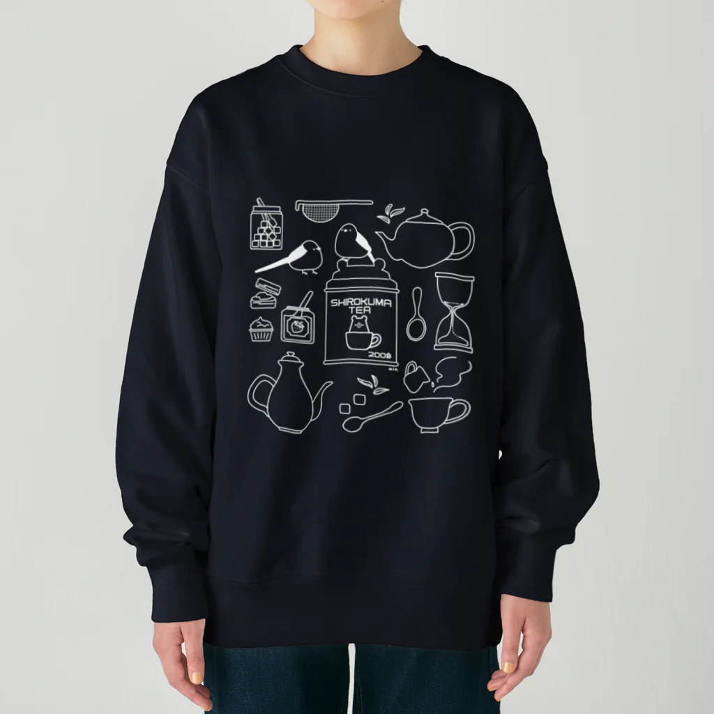 しろくま&ペンギン通信のティータイム(白) Heavyweight Crew Neck Sweatshirt