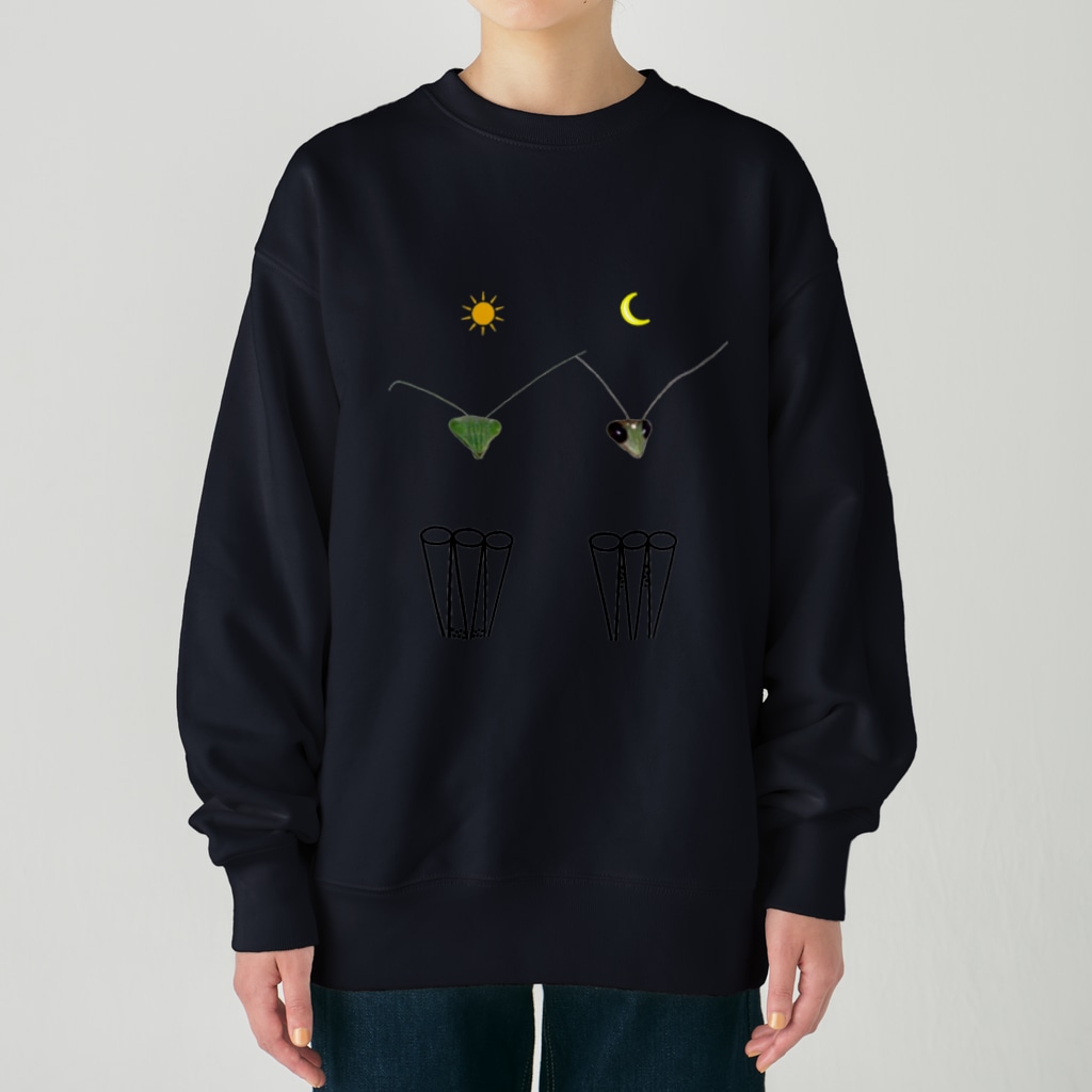 L_arctoaのカマキリの昼と夜の複眼（絵文字、背景透過ver） Heavyweight Crew Neck Sweatshirt