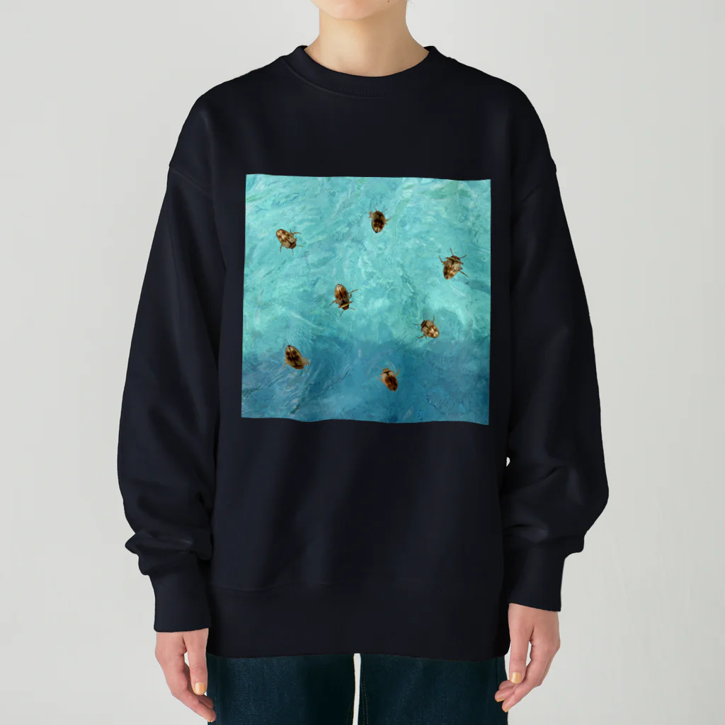 L_arctoaの海を泳ぐチャイロチビゲンゴロウ Heavyweight Crew Neck Sweatshirt