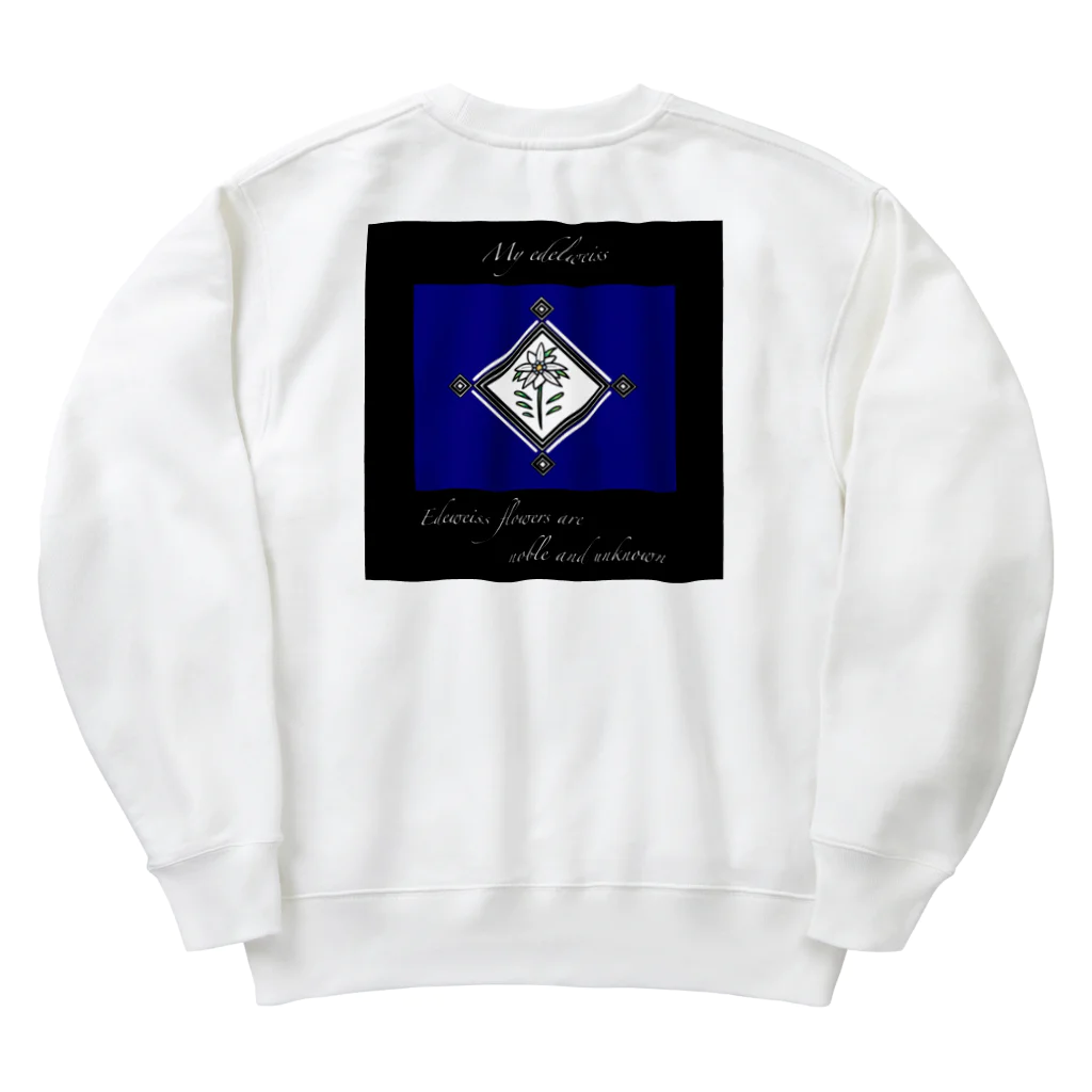 ゆにねこ惑星の❖僕のｴｰﾃﾞﾙﾜｲｽ❖青色(背面)ロゴ入り Heavyweight Crew Neck Sweatshirt