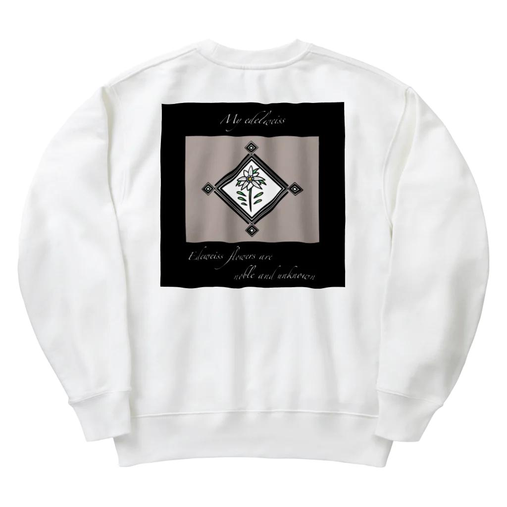 ゆにねこ惑星の❖僕のｴｰﾃﾞﾙﾜｲｽ❖茶色(背面)ロゴ入り Heavyweight Crew Neck Sweatshirt