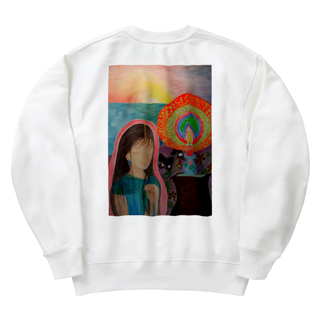 キキとココからのMagic hour / 穏やかな夕暮れの祈り Heavyweight Crew Neck Sweatshirt