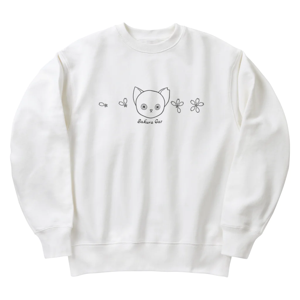 Nomi(shop-I＊iro-)のSakura Cat【♀】黒 Heavyweight Crew Neck Sweatshirt