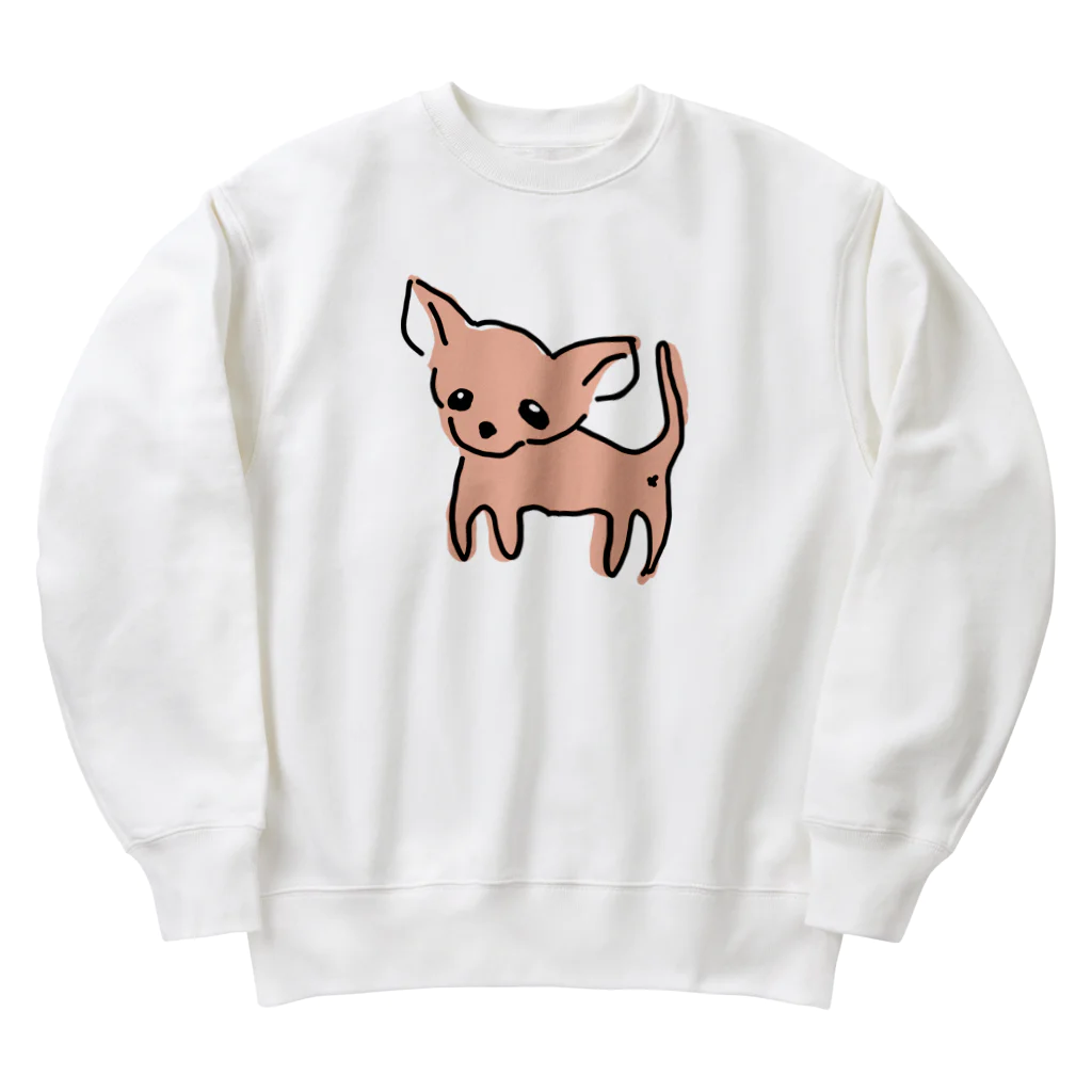 akane_art（茜音工房）のゆるチワワ（オレンジ） Heavyweight Crew Neck Sweatshirt