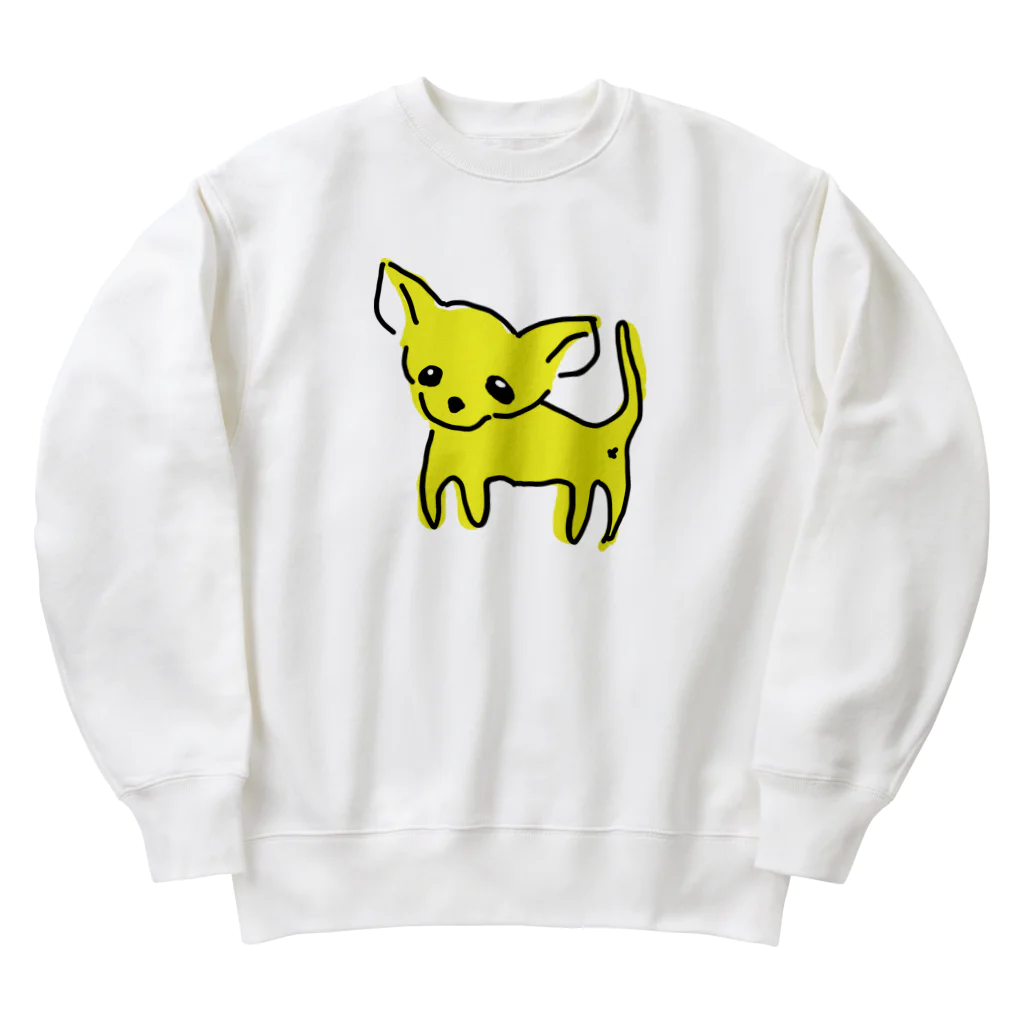 akane_art（茜音工房）のゆるチワワ（イエロー） Heavyweight Crew Neck Sweatshirt