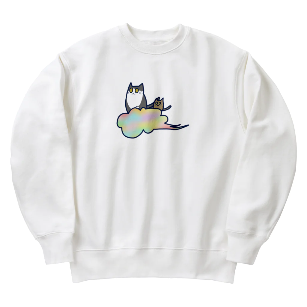 cosmicatiromの五色の雲と二匹の猫 Heavyweight Crew Neck Sweatshirt